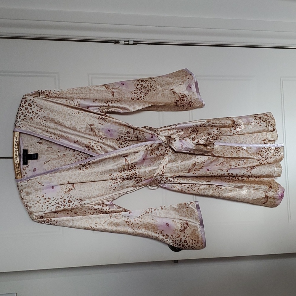 Jones New York Satin Lingerie Set – Lavender & Brown Floral Leopard Slip